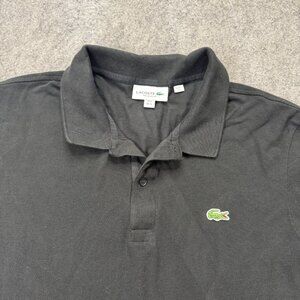 Lacoste Polo Shirt Men XL EU 6 Black Blue White Trim Pique Regular Fit